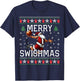 Merry Swishmas Ugly Funny Christmas Basketball Christmas T-Shirt - T-Shirt | Navy