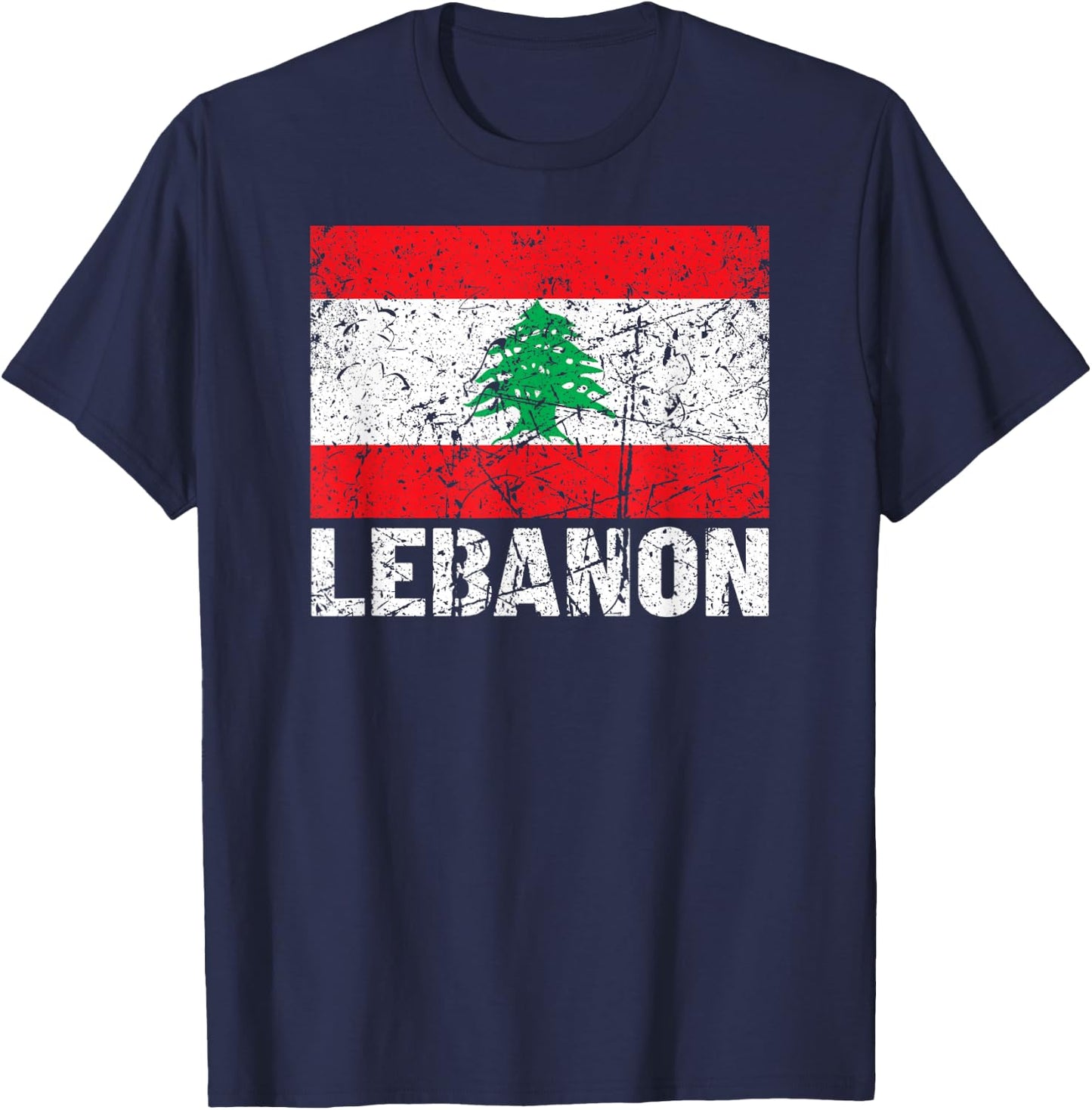 Lebanese Flag of Lebanon Distressed Men Women Kids T-Shirt - T-Shirt | Navy