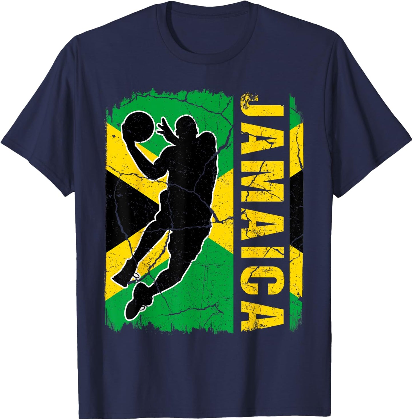 Jamaican Basketball Player Jamaica Flag Basketball Fans T-Shirt - T-Shirt | Navy