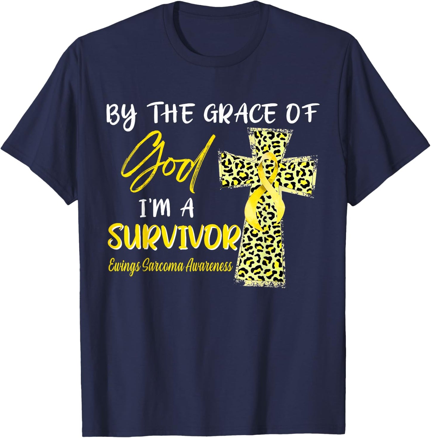 I'm A Survivor Ewings Sarcoma Awareness Yellow Ribbon T-Shirt - T-Shirt | Navy