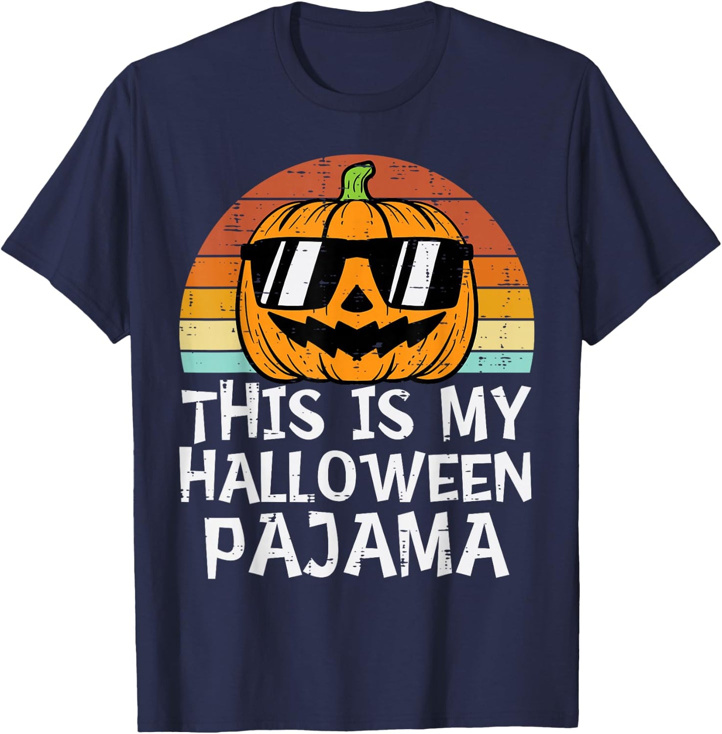 This Is My Halloween Pajama Pumpkin Retro Halloween Costume T-Shirt - T-Shirt | Navy