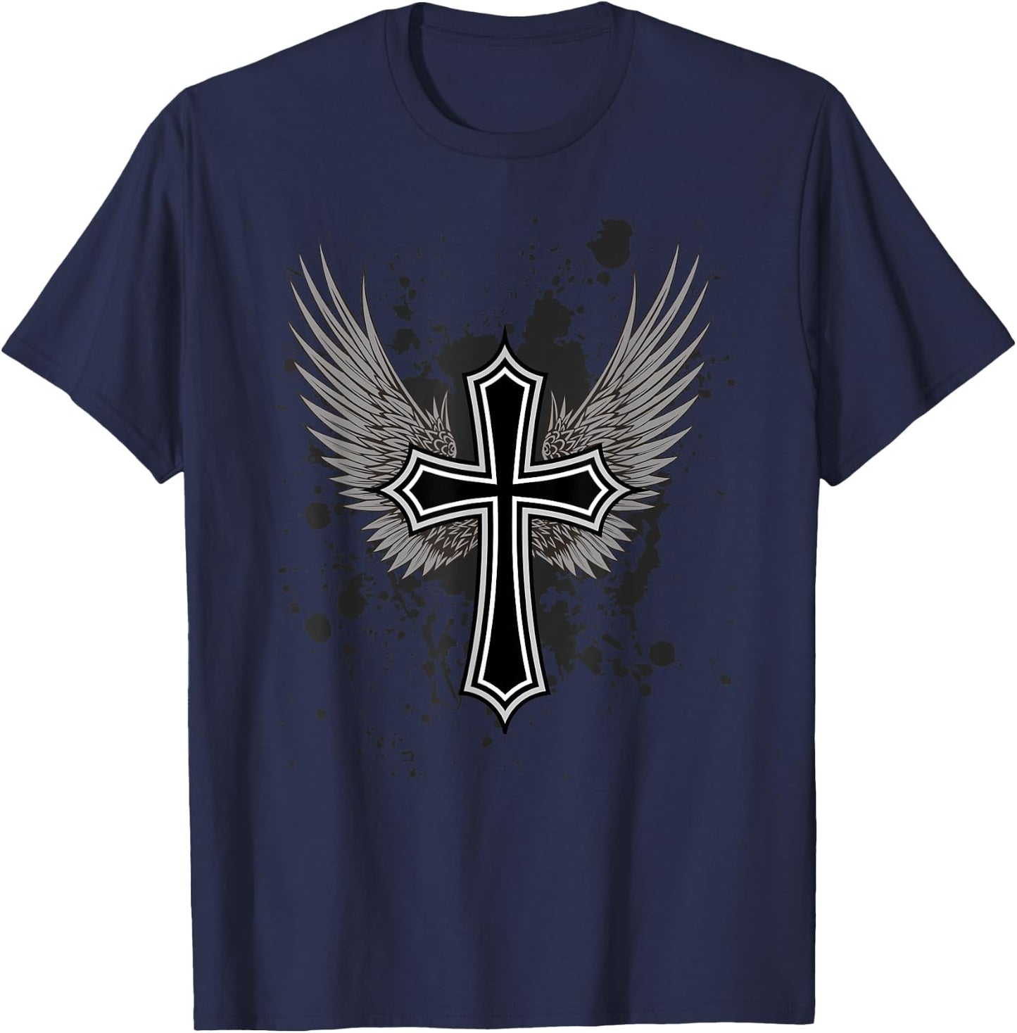 Y2K Aesthetic Cross 90's 2000's Biker Grunge Punk Rock Emo T-Shirt - T-Shirt | Navy