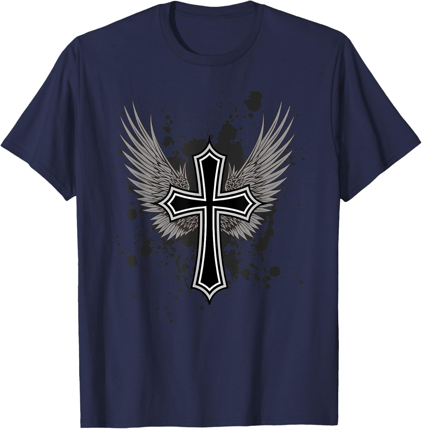 Y2K Aesthetic Cross 90's 2000's Biker Grunge Punk Rock Emo T-Shirt - T-Shirt | Navy