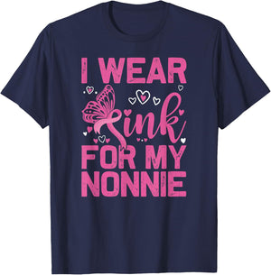 I Wear Pink For My Nonnie Breast Cancer Awareness Day T-Shirt - T-Shirt | Navy
