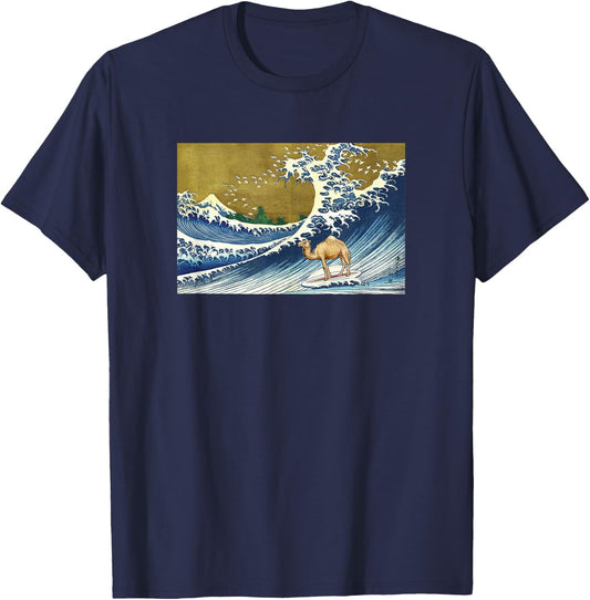 Funny Vintage Retro Surfing A Great Wave Camel Lover T-Shirt - T-Shirt | Navy