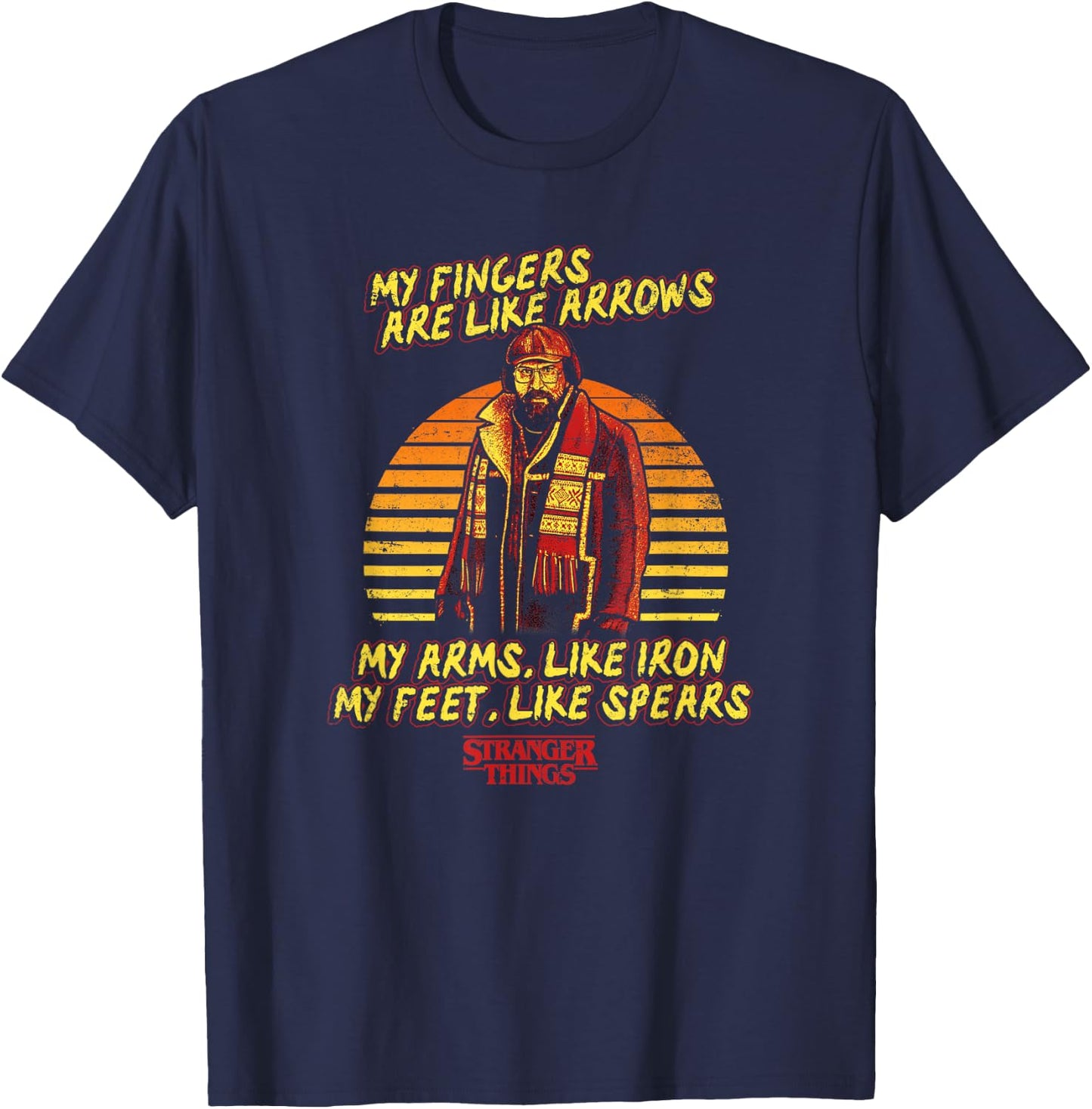 Stranger Things My Fingers Are Like Arrows Murray Distressed T-Shirt - T-Shirt | Navy