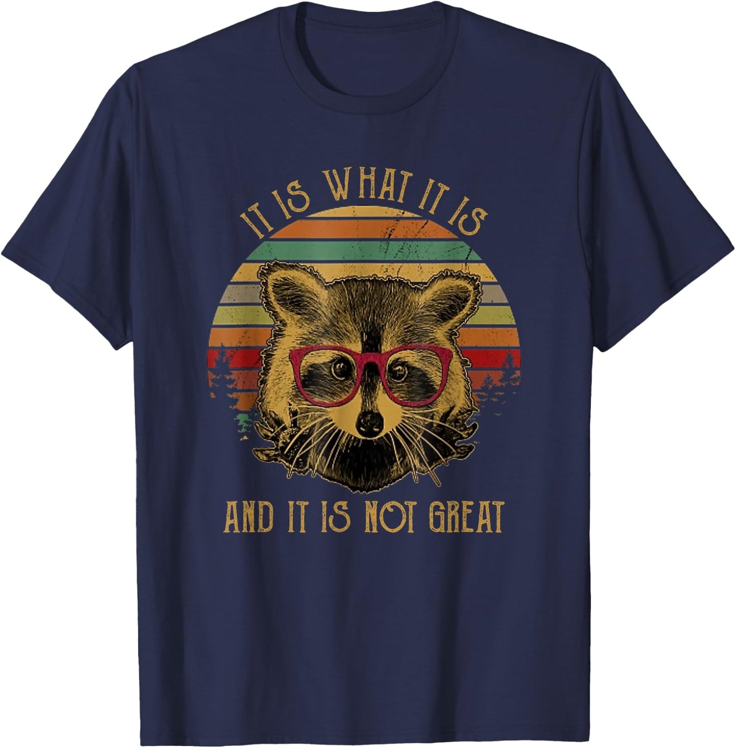Racoon Trash Panda -Kids Black Cartoon T-Shirt - T-Shirt | Navy