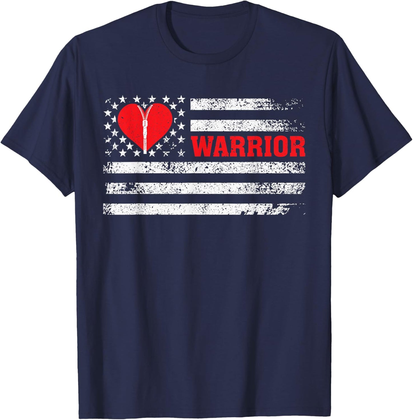 Warrior -Open Heart Surgery Gift Heart Patients Survivor T-Shirt - T-Shirt | Navy