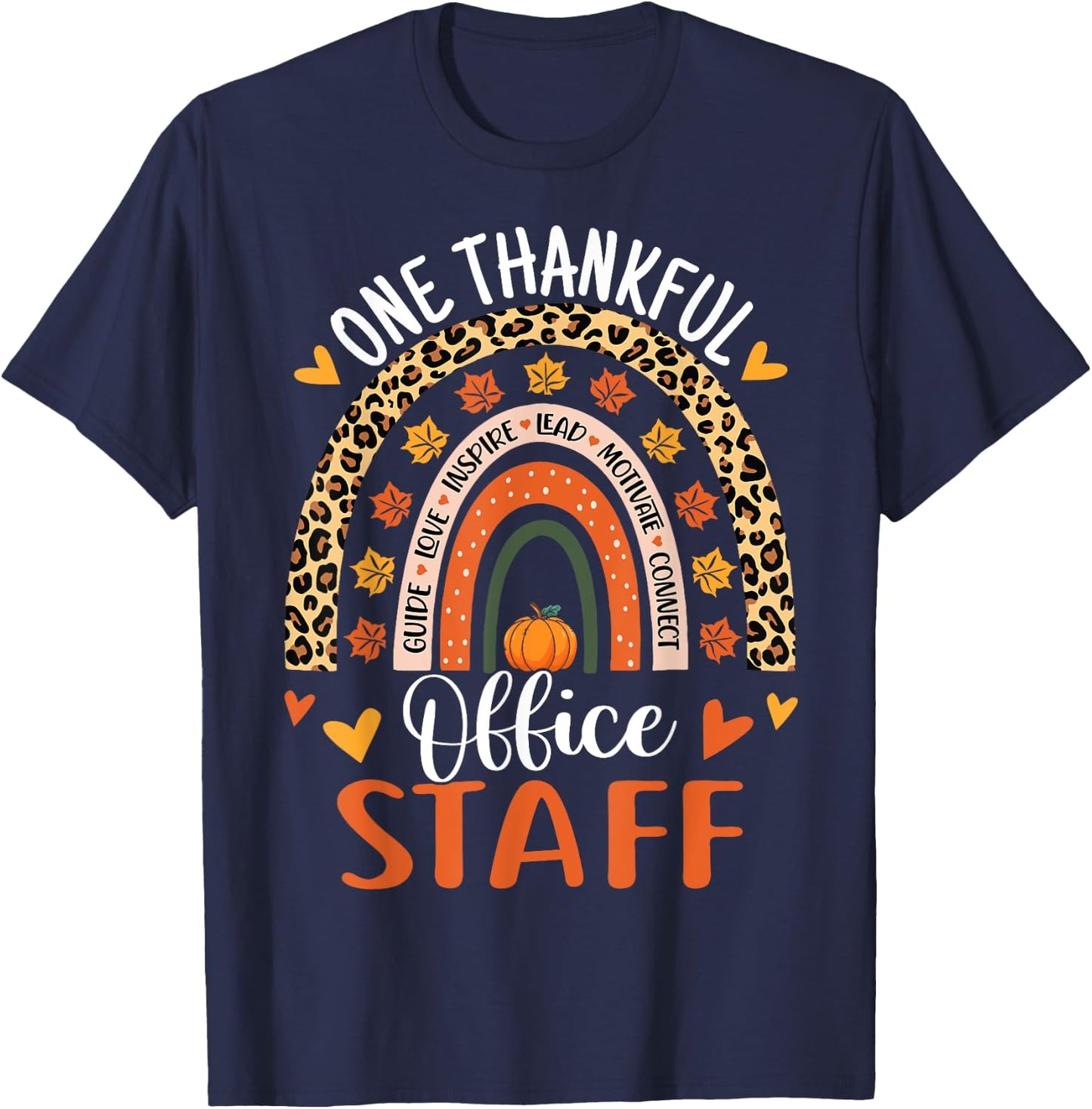 Thankful Office Staff Thanksgiving School Secretary Office T-Shirt - T-Shirt | Navy