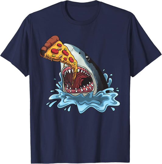 Funny Shark Pizza For Jawsome Shark Pizza Lover Men Women T-Shirt - T-Shirt | Navy