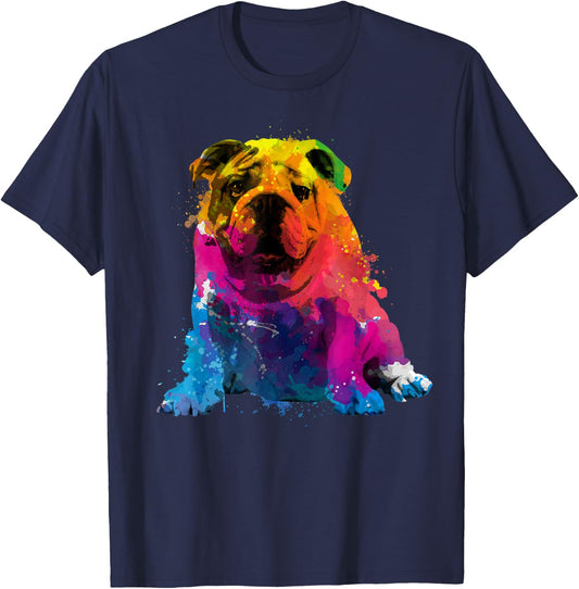 Cool Bulldog Art Women Dog English Bulldog Lover T-Shirt - T-Shirt | Navy