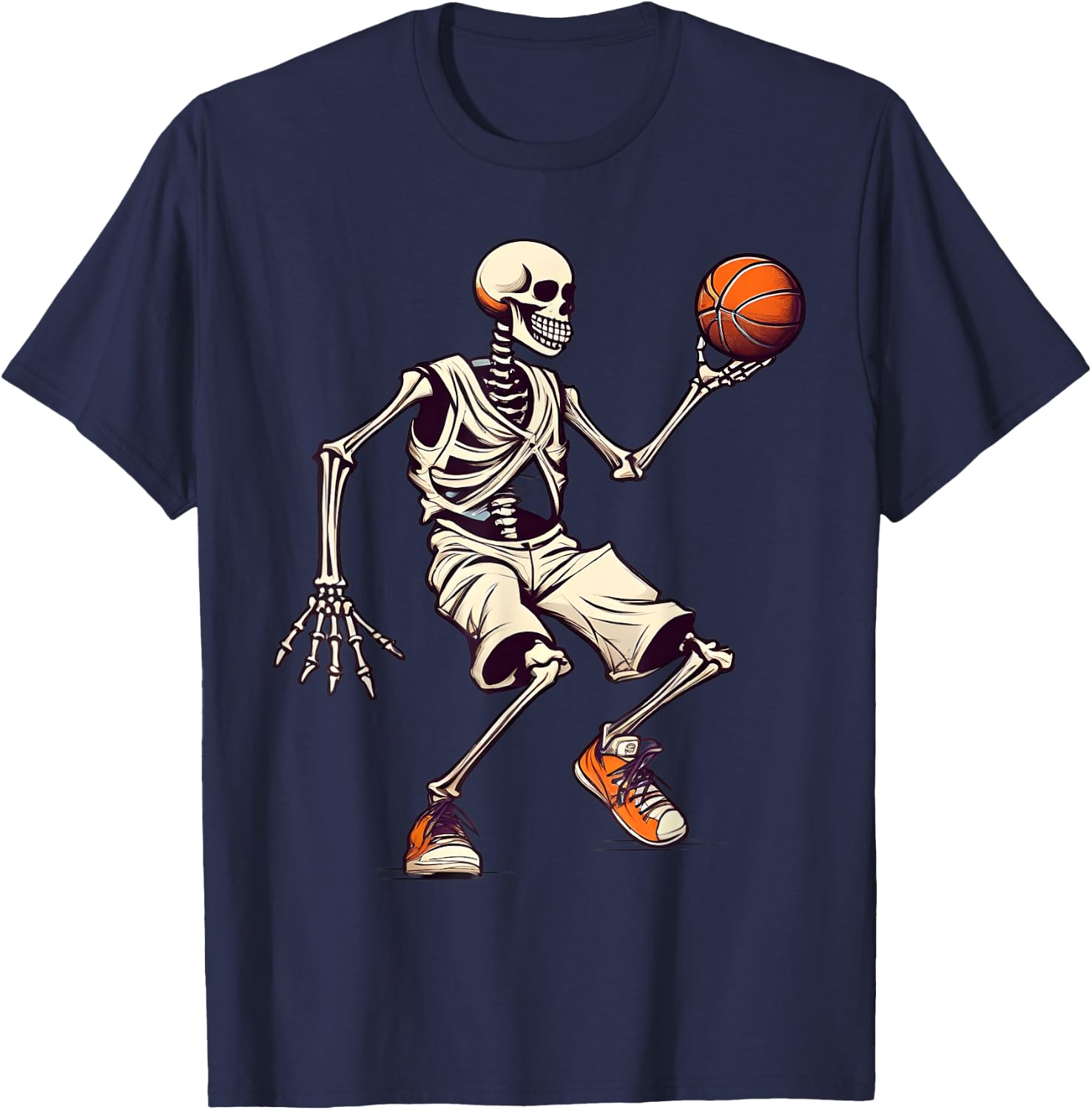 Cool Basketball Skeleton Basketball Lover Player Boys Girl T-Shirt - T-Shirt | Navy