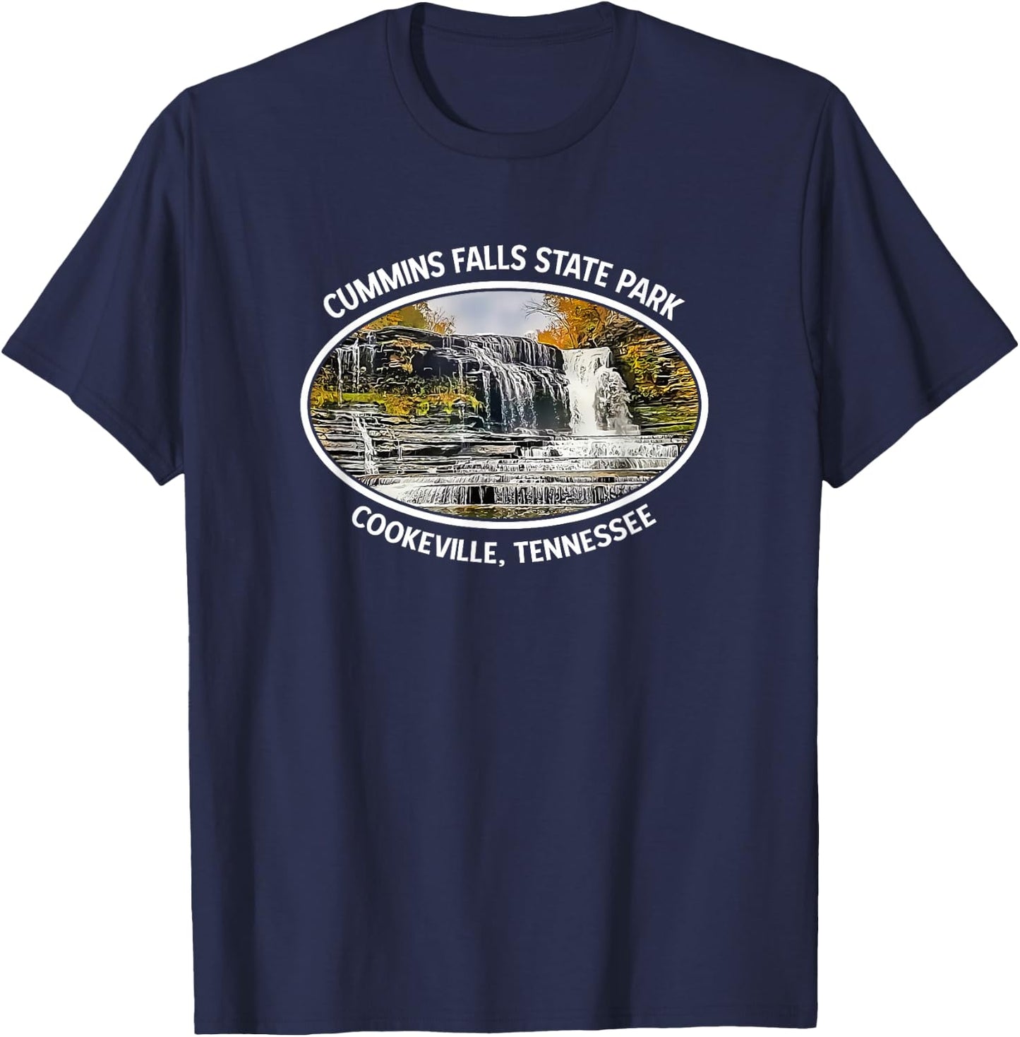 Cummins Falls State Park Outdoor Tennessee Waterfall T-Shirt - T-Shirt | Navy