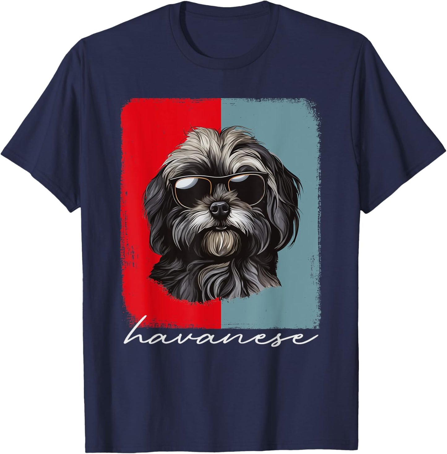 Retro Havanese Dog Lover Gift Havanese Mom Dad Dog Owner T-Shirt - T-Shirt | Navy