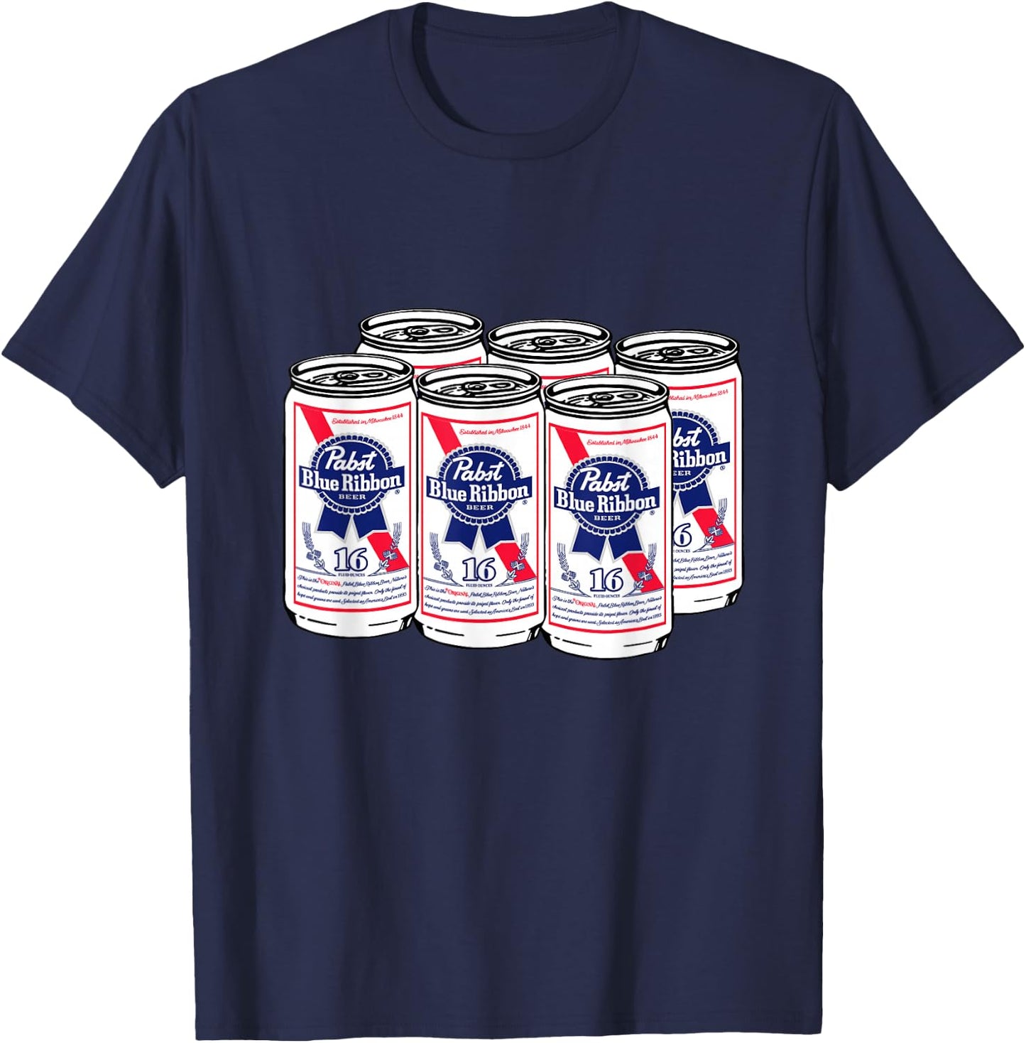 Pabst Blue Ribbon Cans Art T-Shirt - T-Shirt | Navy