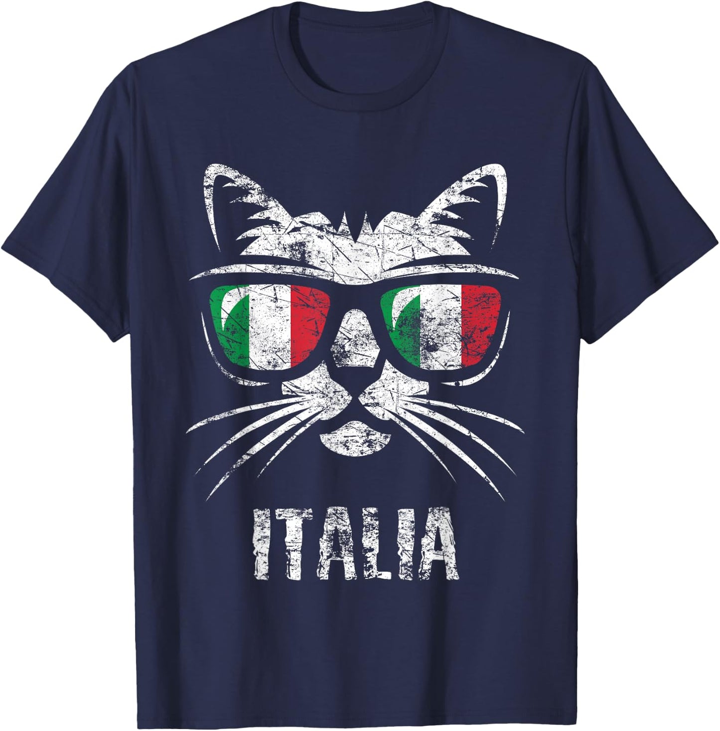 Italy Flag Funny Cat Italian Saying Vintage T-Shirt - T-Shirt | Navy