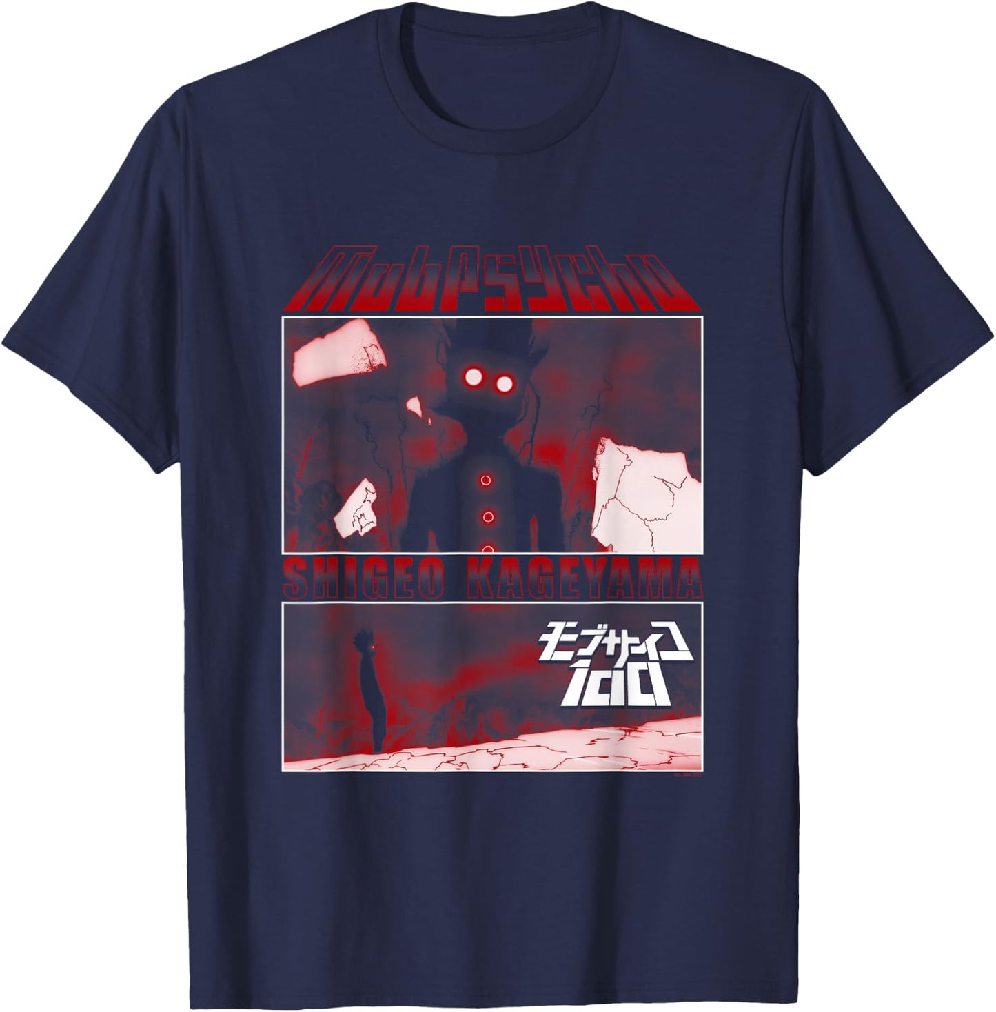 Mob Psycho 100 Black & Red Panels T-Shirt - T-Shirt | Navy