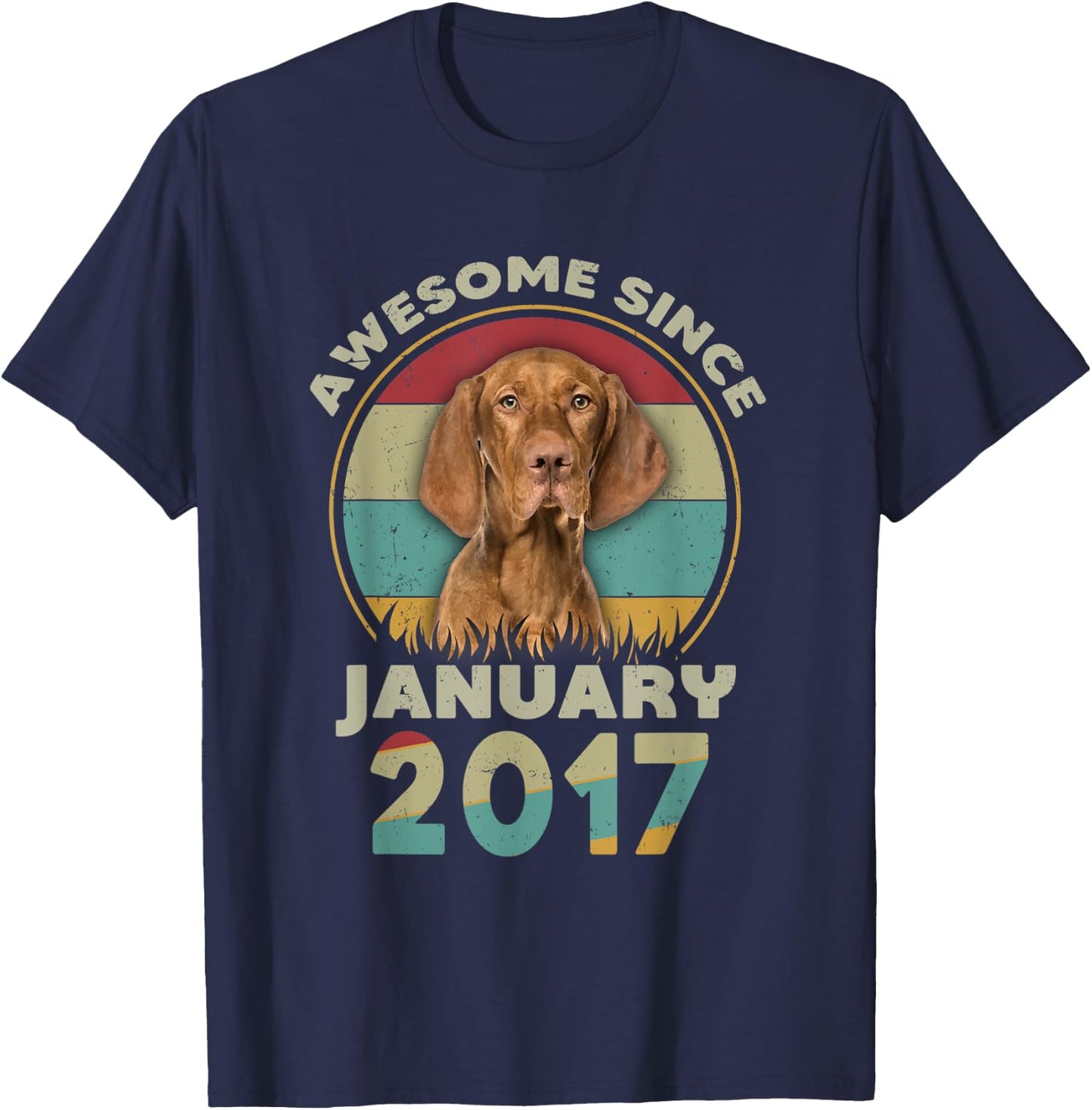Awesome Since January 2017 5nd Birthday Gifts Dog Lovers T-Shirt - T-Shirt | Navy