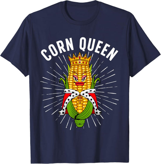 Cool Corn Queen Girls Food Farming Corn Cob Farmer T-Shirt - T-Shirt | Navy