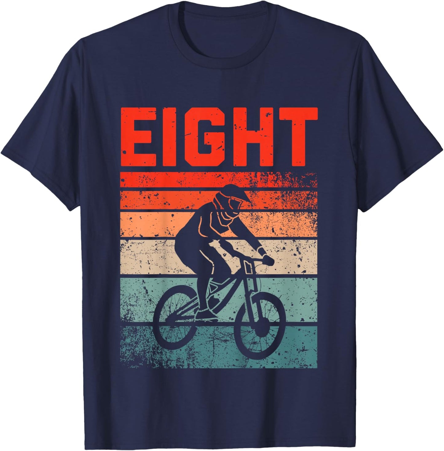 8 Year Old MTB Mountainbike Biker Birthday Boys Biking 8th T-Shirt - T-Shirt | Navy