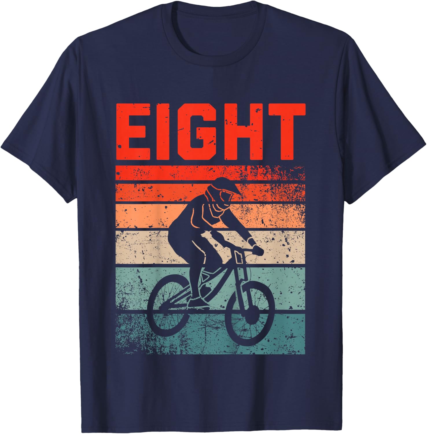 8 Year Old MTB Mountainbike Biker Birthday Boys Biking 8th T-Shirt - T-Shirt | Navy
