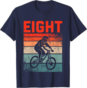 8 Year Old MTB Mountainbike Biker Birthday Boys Biking 8th T-Shirt - T-Shirt | Navy