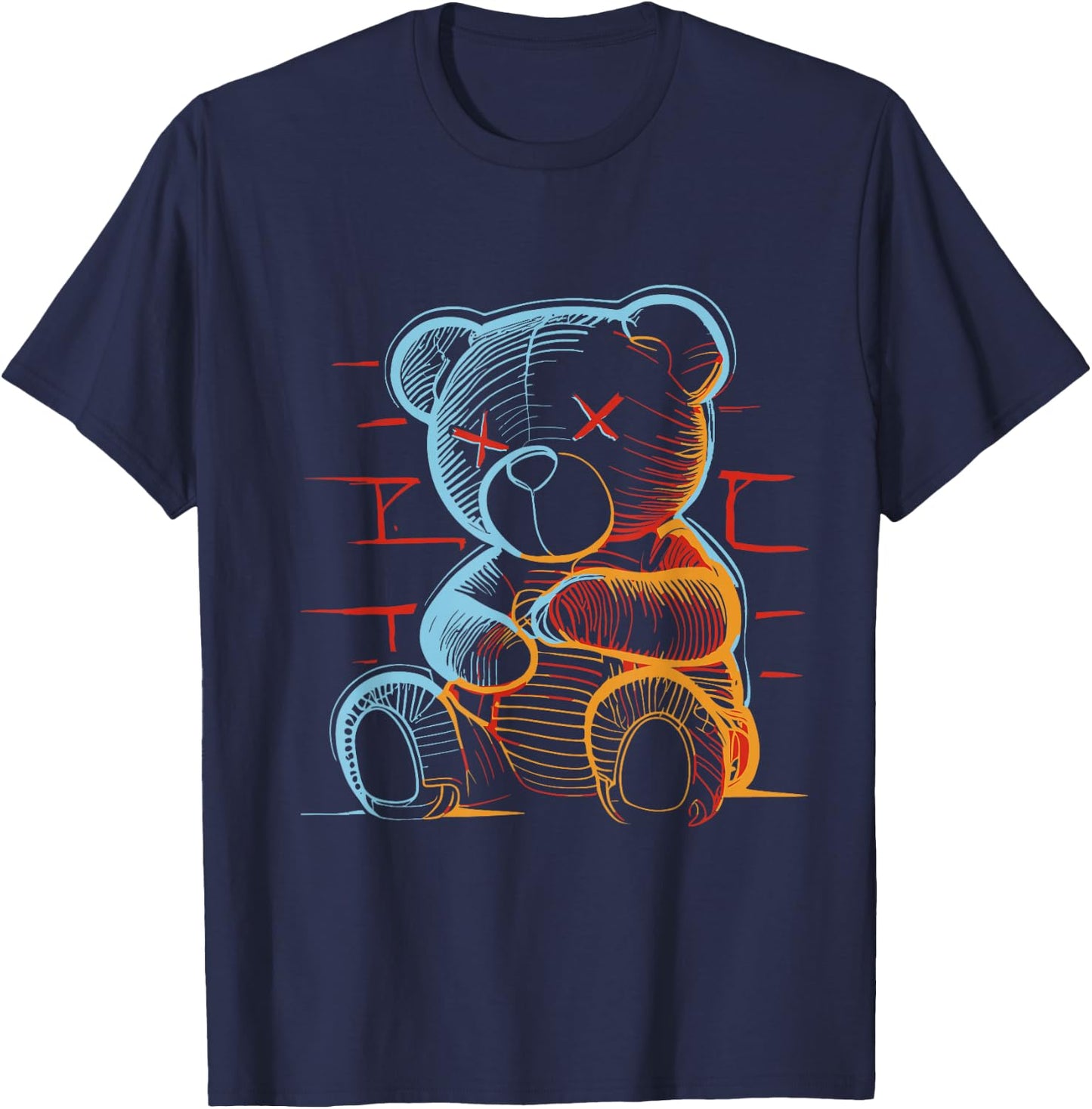 Evil Teddy Bear Streetwear Style T-Shirt - T-Shirt | Navy
