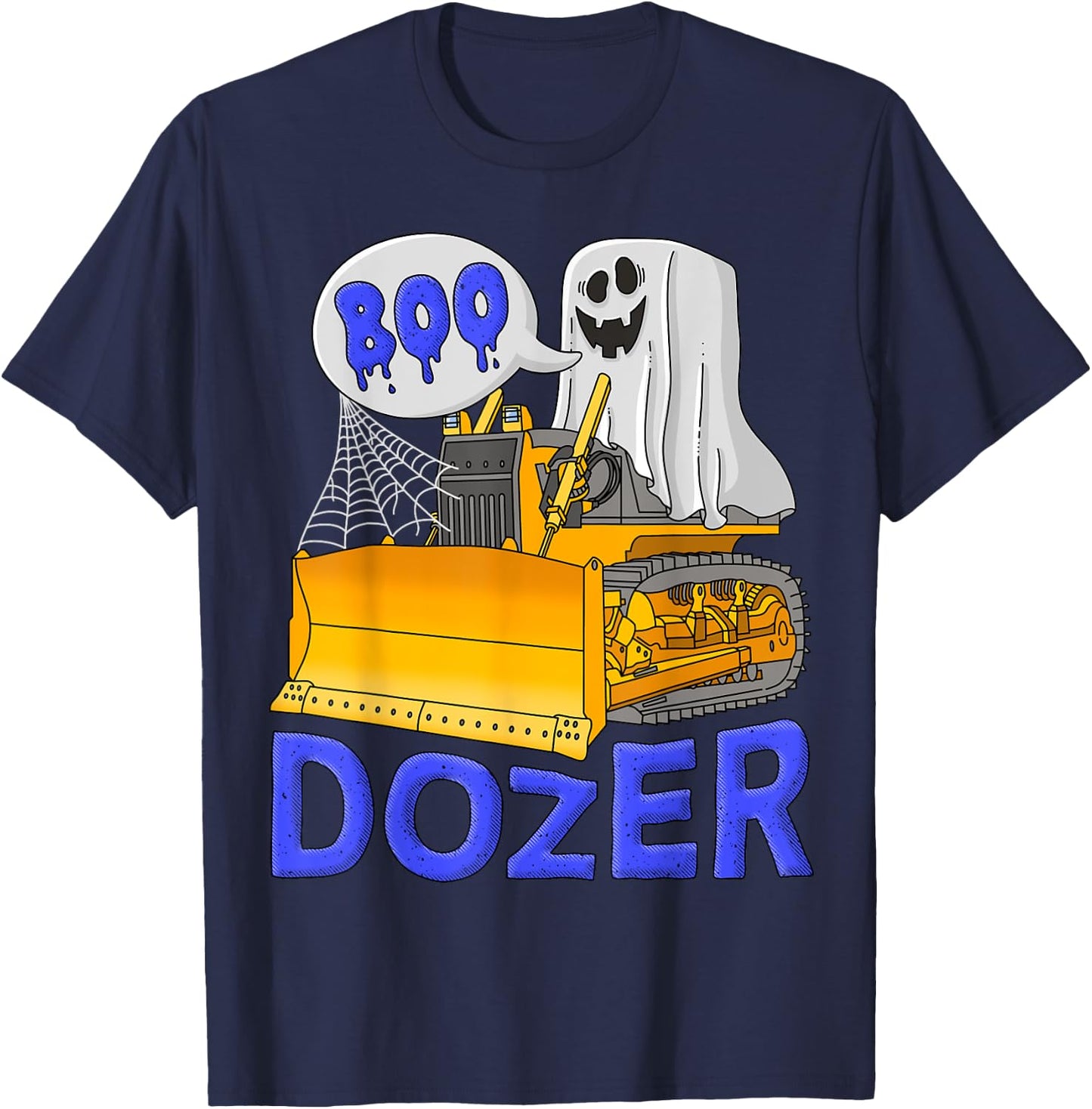 Bulldozer Halloween; Boo Dozer Kids Construction Truck T-Shirt - T-Shirt | Navy