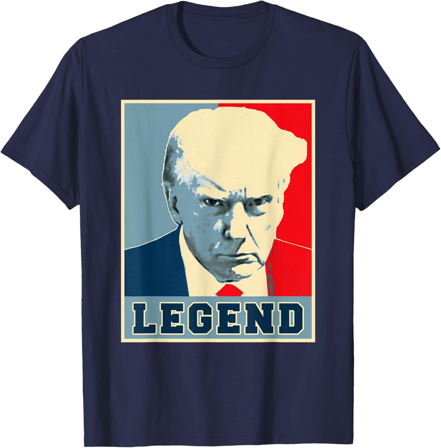 Donald Trump Mug Shot 2024 President Legend Never Surrender T-Shirt - T-Shirt | Navy