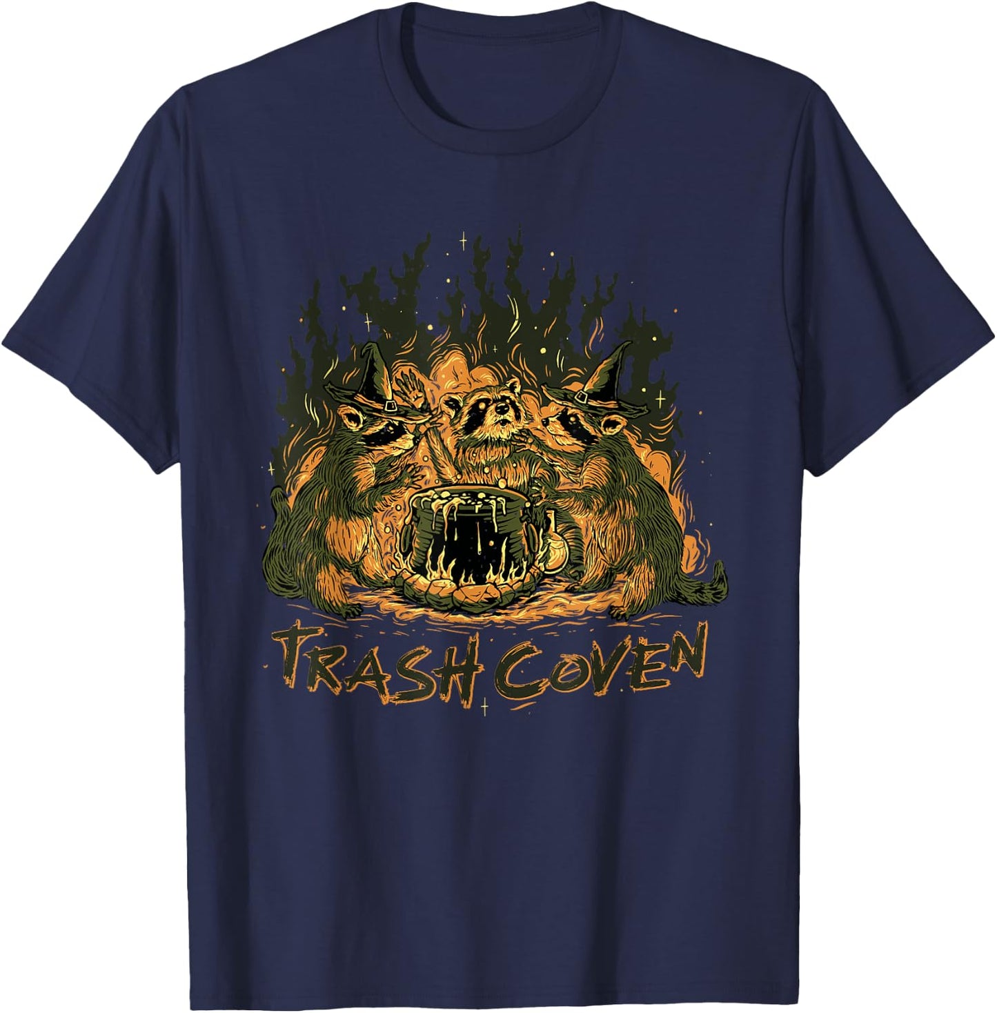 Trash Coven | Funny Wiccan Pagan Witch | Racoon | Animal T-Shirt - T-Shirt | Navy