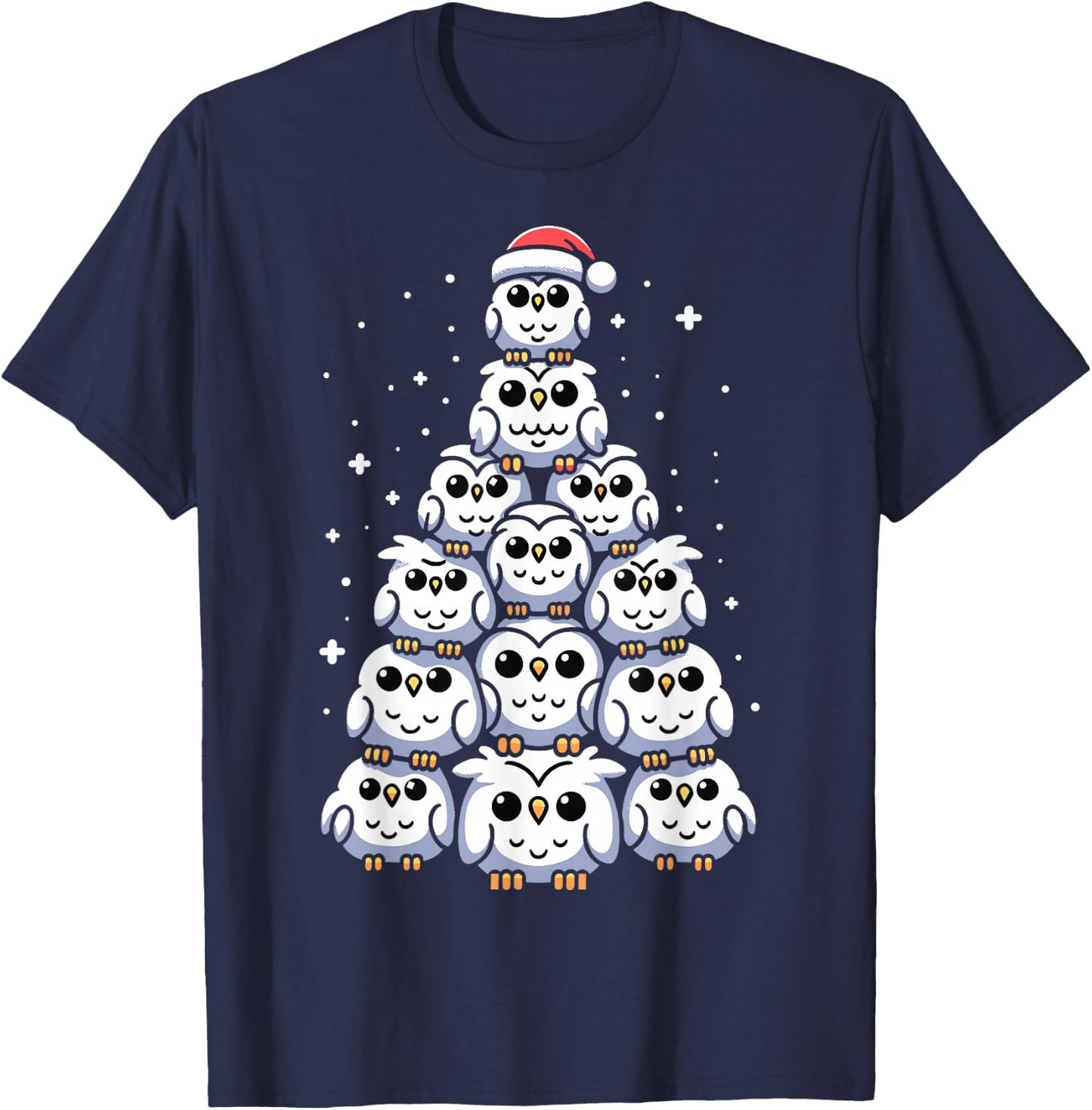 Snowy Owl Christmas Tree Funny Snowy Owl Xmas T-Shirt - T-Shirt | Navy