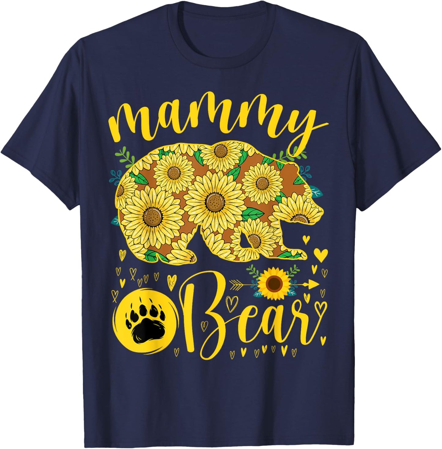 Mammy Bear Sunflower Grandma Mother's Day Party T-Shirt - T-Shirt | Navy