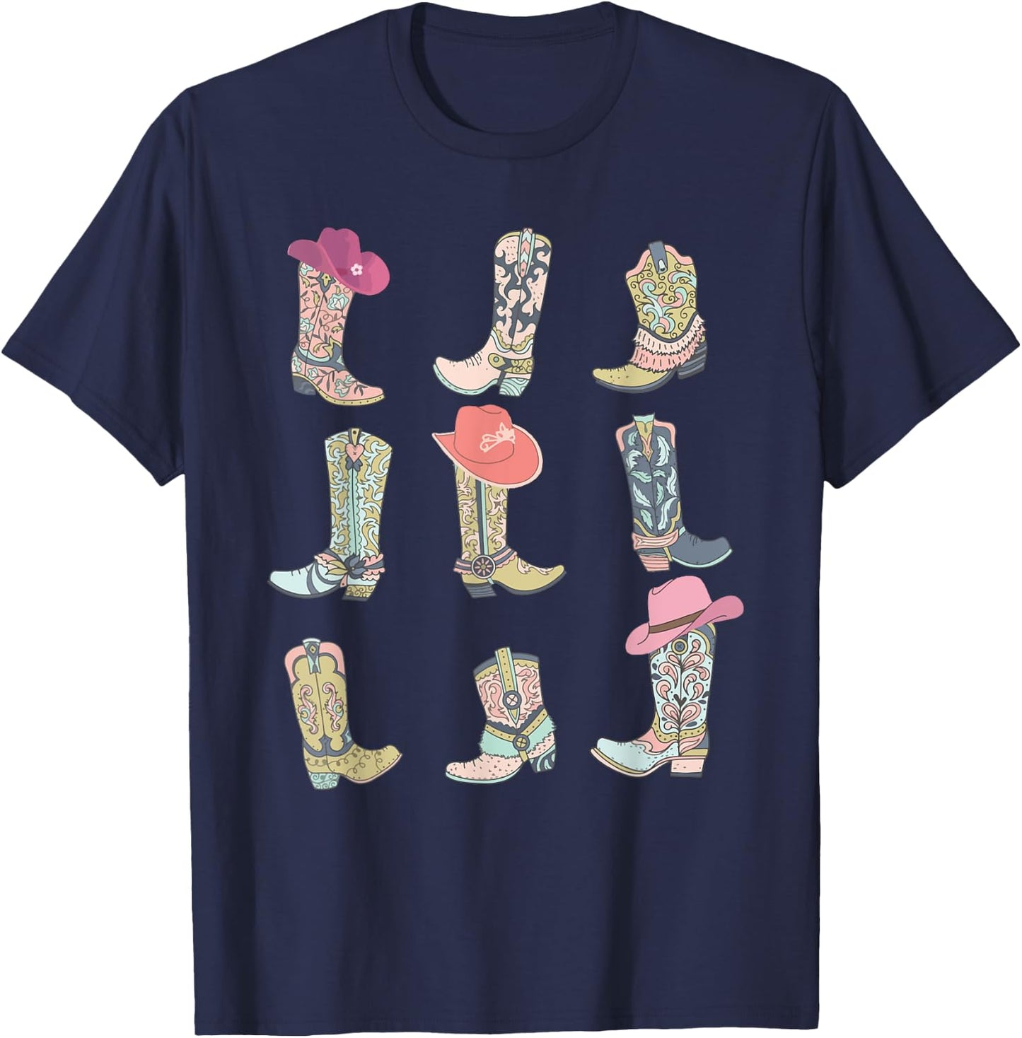 Cowgirl Boots Let's Go Girls Howdy Western Cowgirl Cowboy T-Shirt - T-Shirt | Navy