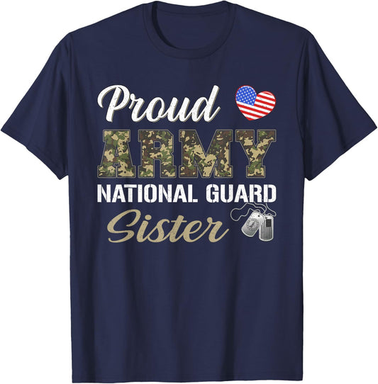 Retro Proud Army National Guard Sister Military Pride Outfit T-Shirt - T-Shirt | Navy