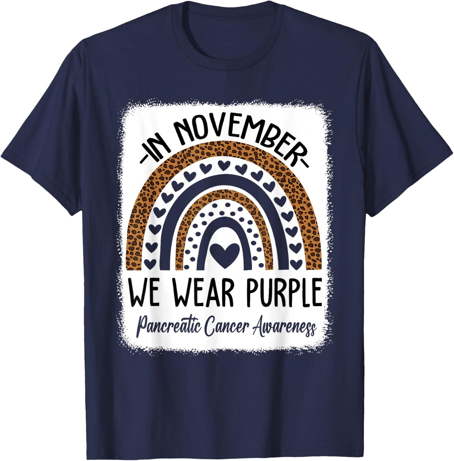 Rainbow November We Wear Purple Pancreatic Cancer Awareness T-Shirt - T-Shirt | Navy