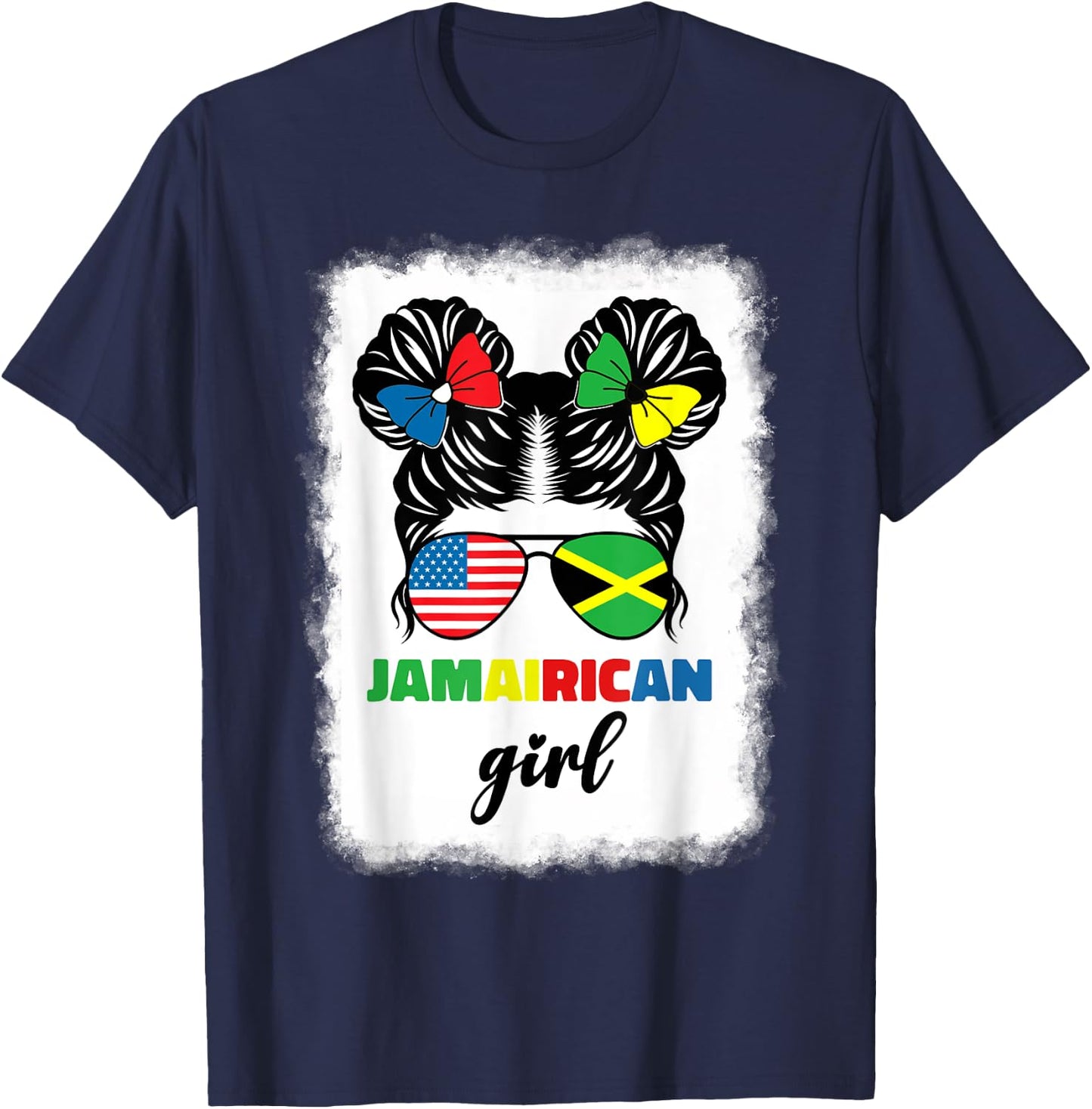 Half American Jamaican America Jamaica Flag Kids Jamairican T-Shirt - T-Shirt | Navy