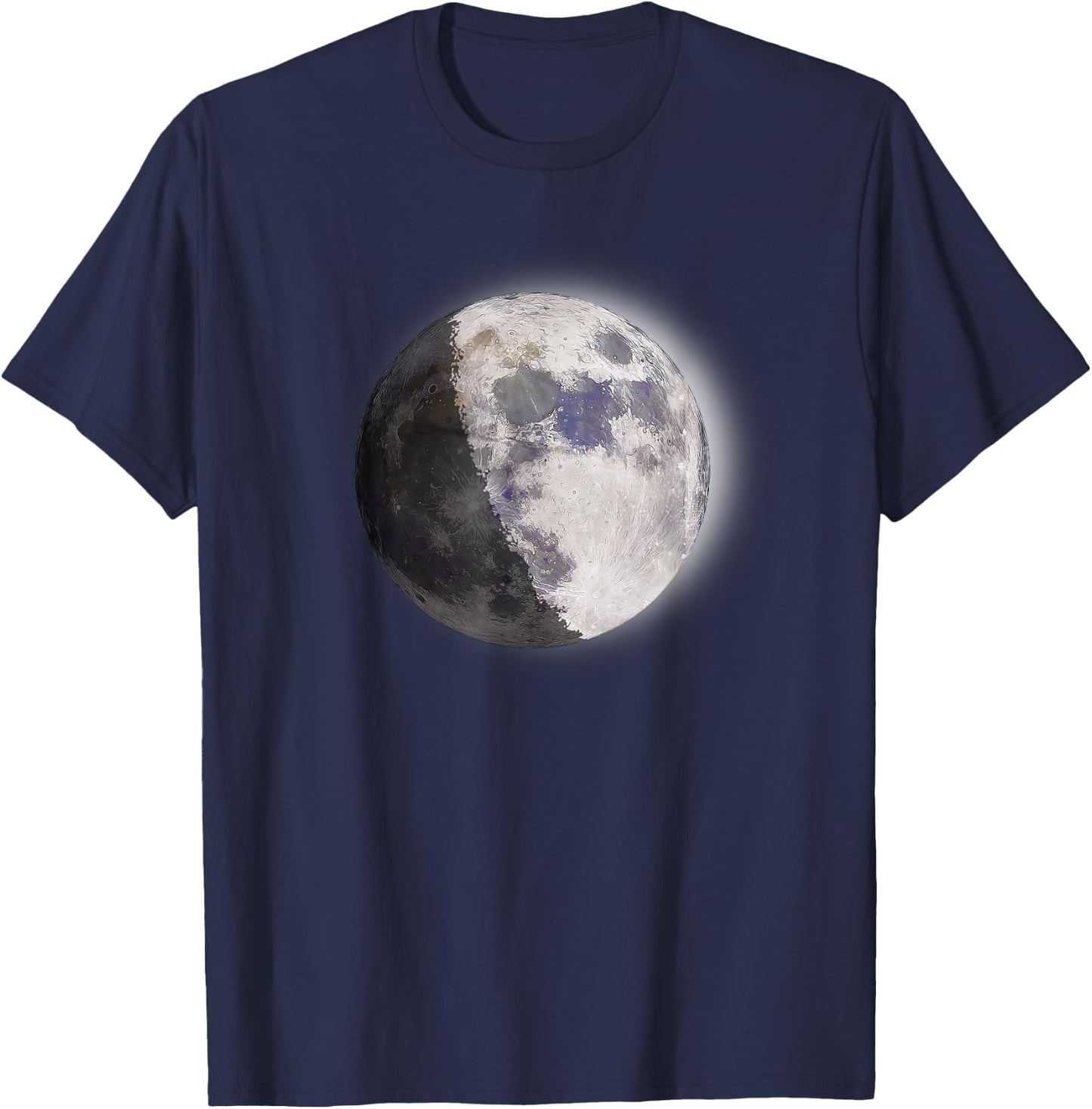 Waxing Gibbous Moon Phase, Full Moon, For Selenophiles T-Shirt - T-Shirt | Navy