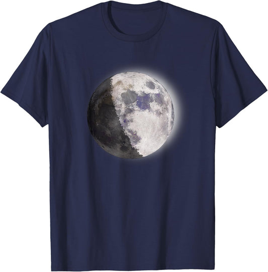 Waxing Gibbous Moon Phase, Full Moon, For Selenophiles T-Shirt - T-Shirt | Navy