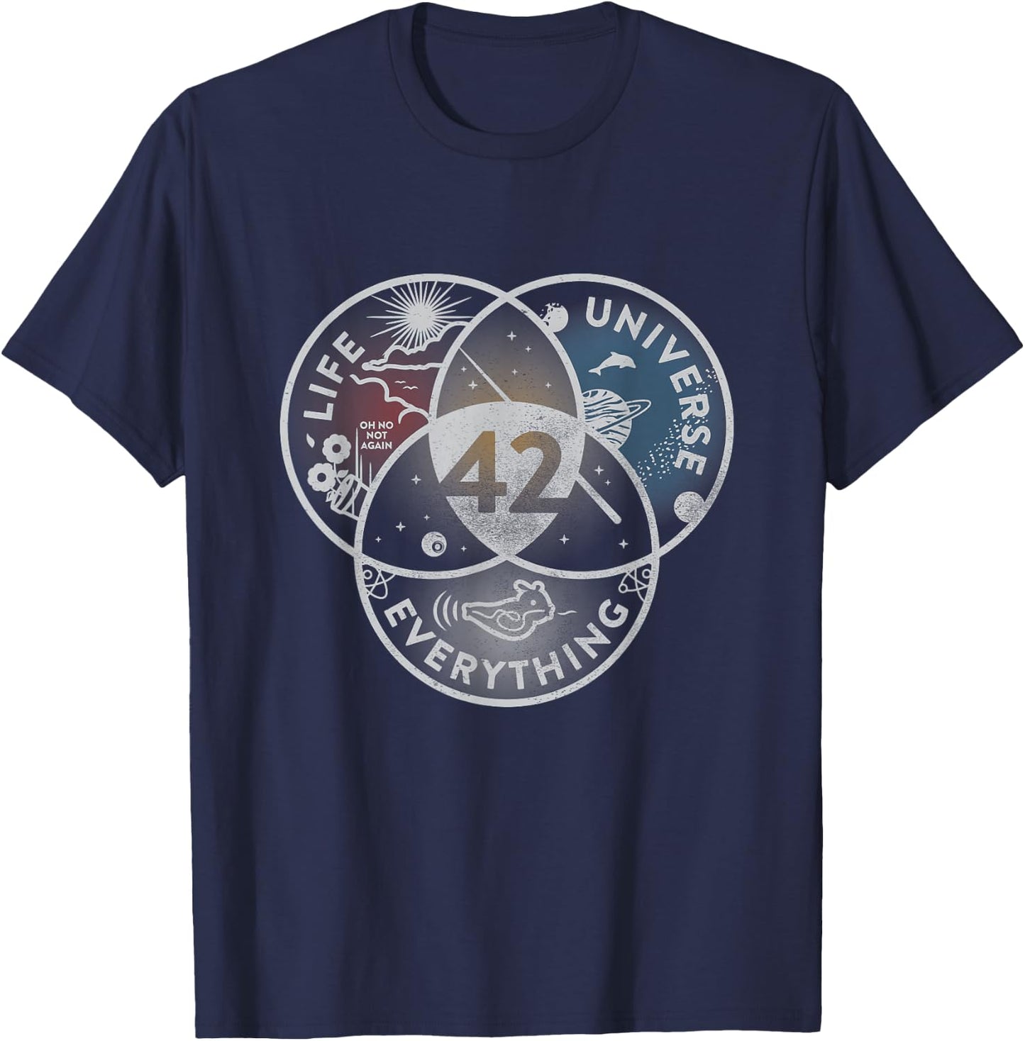 Venn Diagram Life The Universe and Everything - 42 Life T-Shirt - T-Shirt | Navy