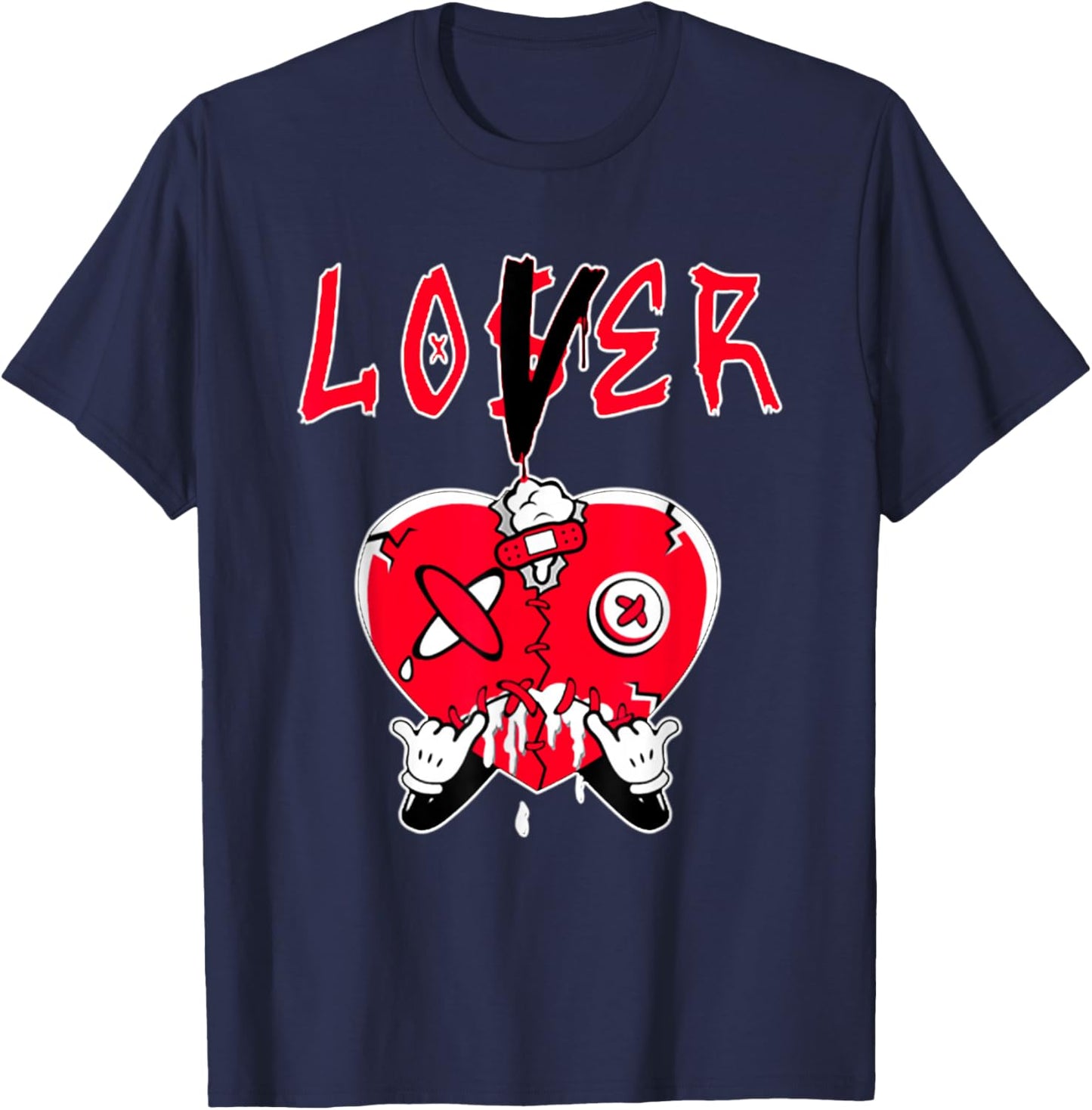 Loser Red To Match Loser Lover Heart 5 Racer Red Drip T-Shirt - T-Shirt | Navy