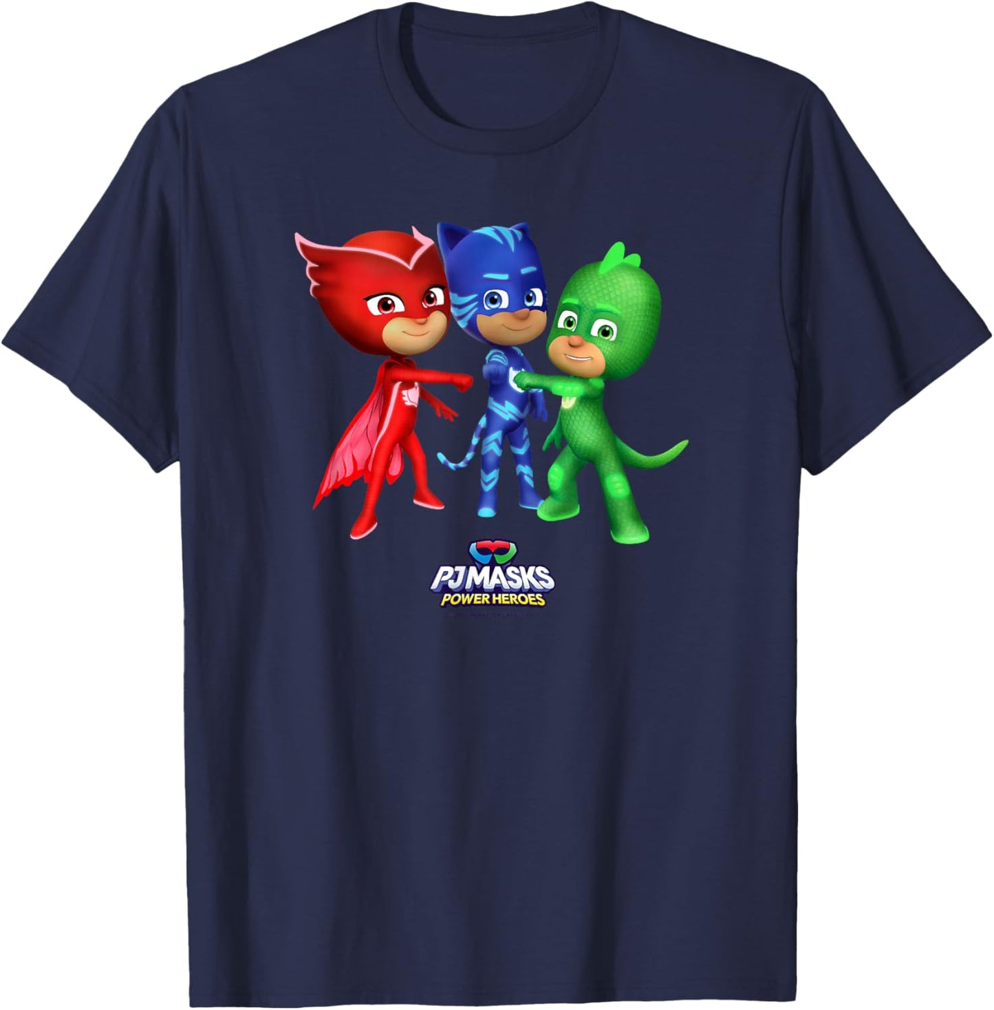 PJ Masks Group Shot Power Heroes Best Trio Logo T-Shirt - T-Shirt | Navy