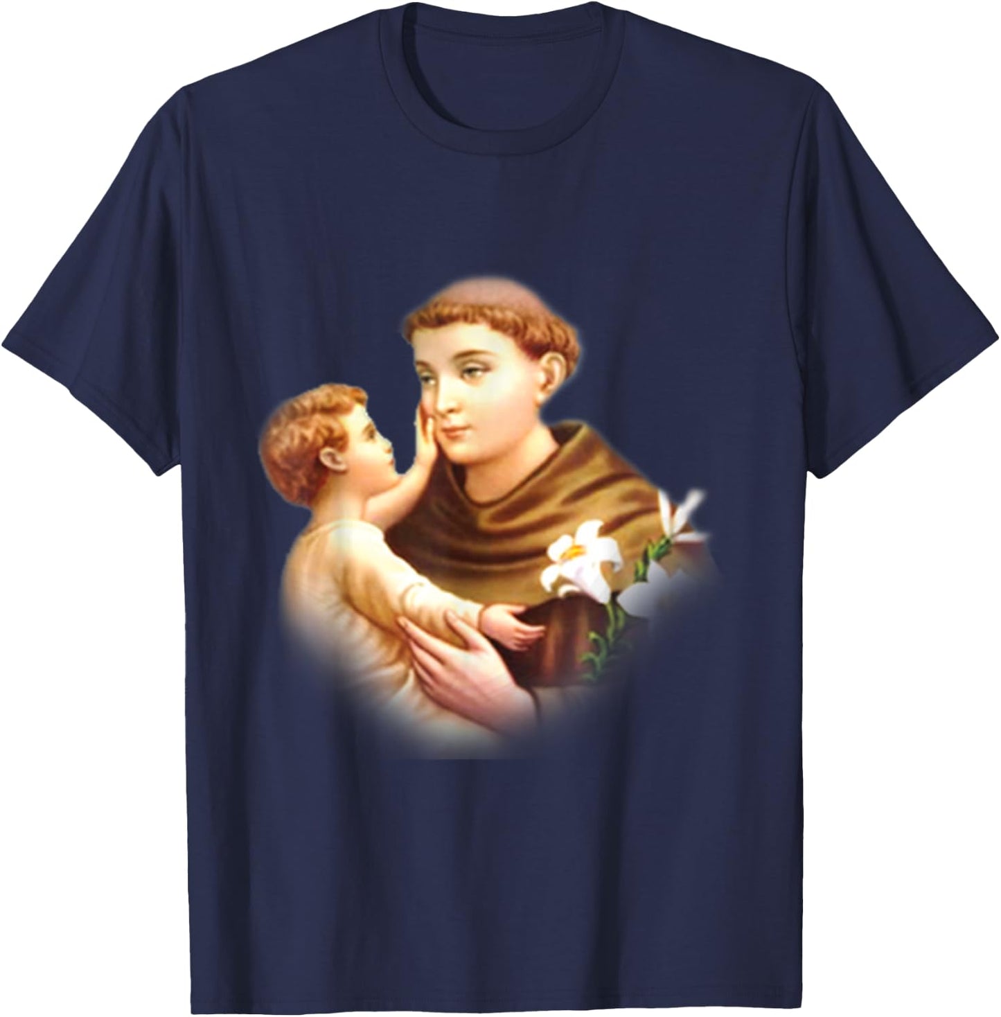 St Anthony of Padua Vintage Catholic Saint Infant Jesus T-Shirt - T-Shirt | Navy
