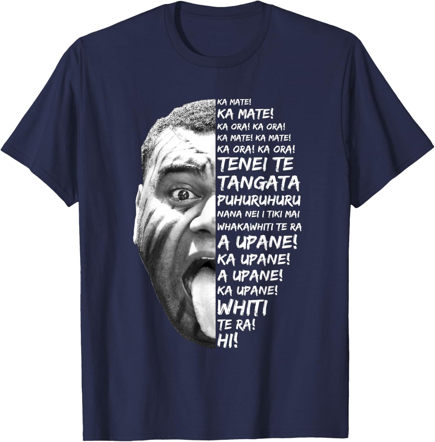 Haka Lyrics New Zealand Black Maori Kiwi NZ Fan Rugby T-Shirt - T-Shirt | Navy