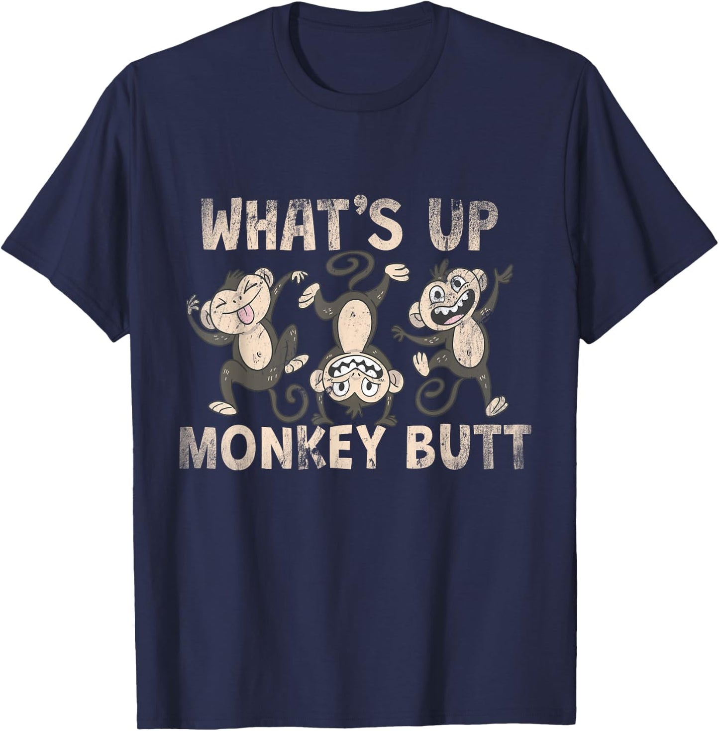 Funny Sup Monkey Butt T-Shirt - T-Shirt | Navy