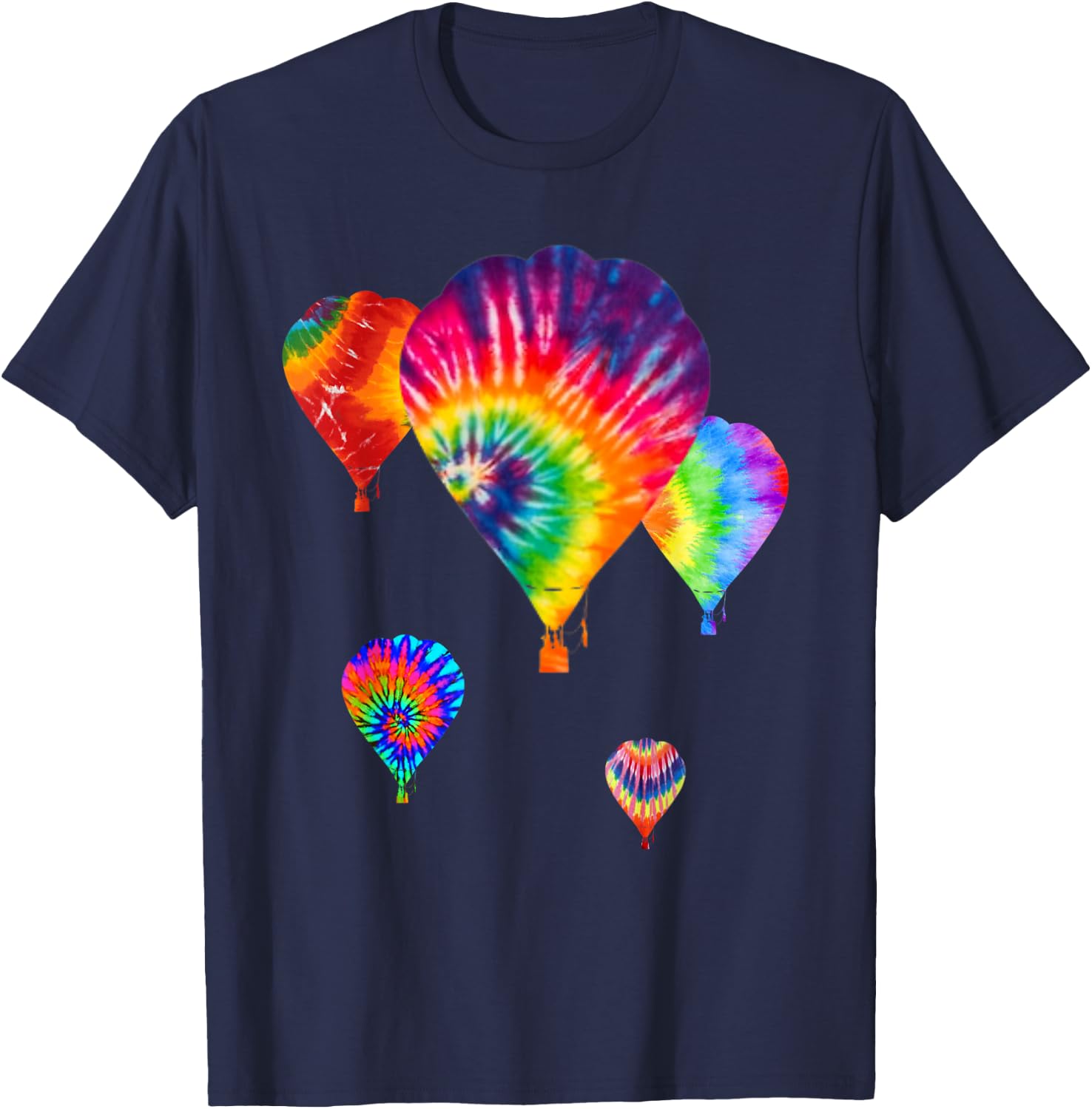 Love Hot Air Balloon, Tiedye Ballooning Hobby Wear Dark T-Shirt - T-Shirt | Navy