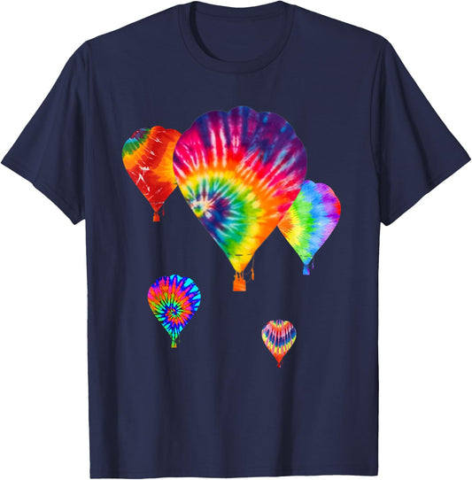 Love Hot Air Balloon, Tiedye Ballooning Hobby Wear Dark T-Shirt - T-Shirt | Navy