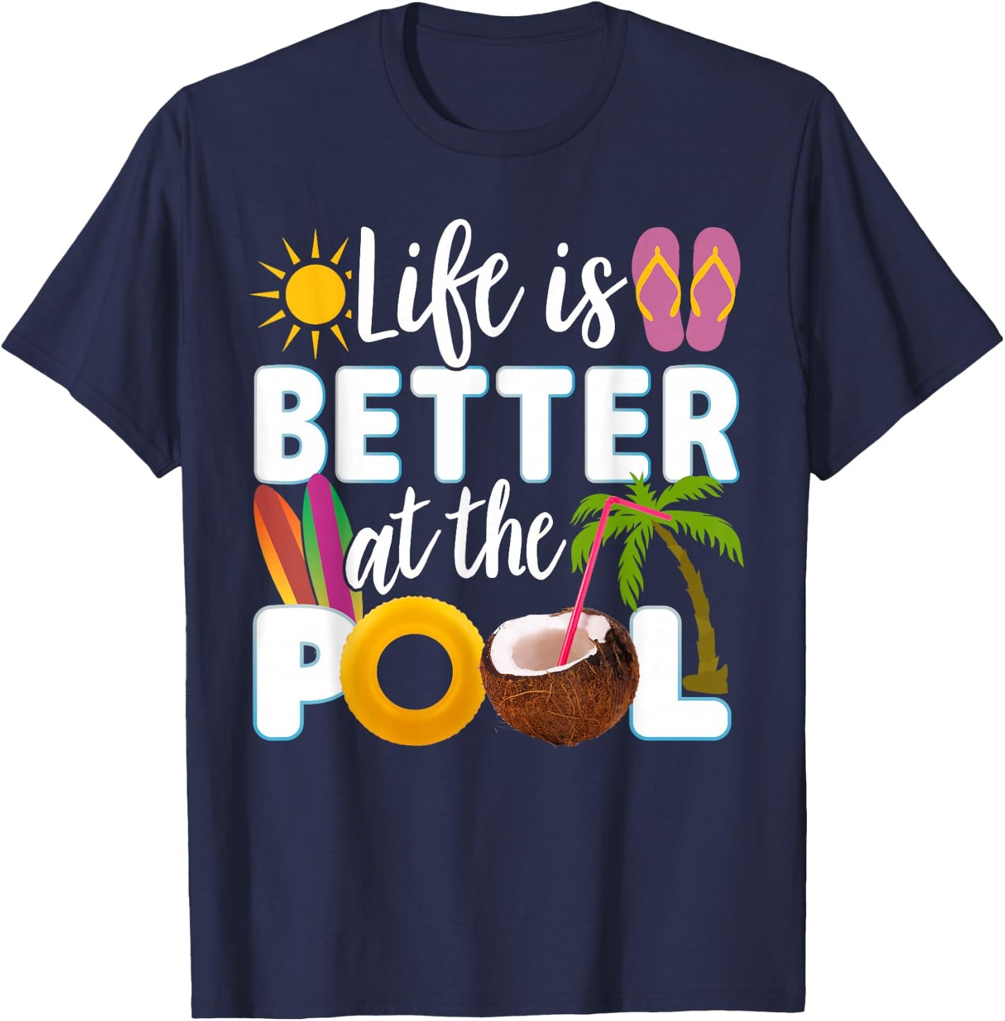Das Leben ist besser beim Pool T-Shirt - T-Shirt | Navy