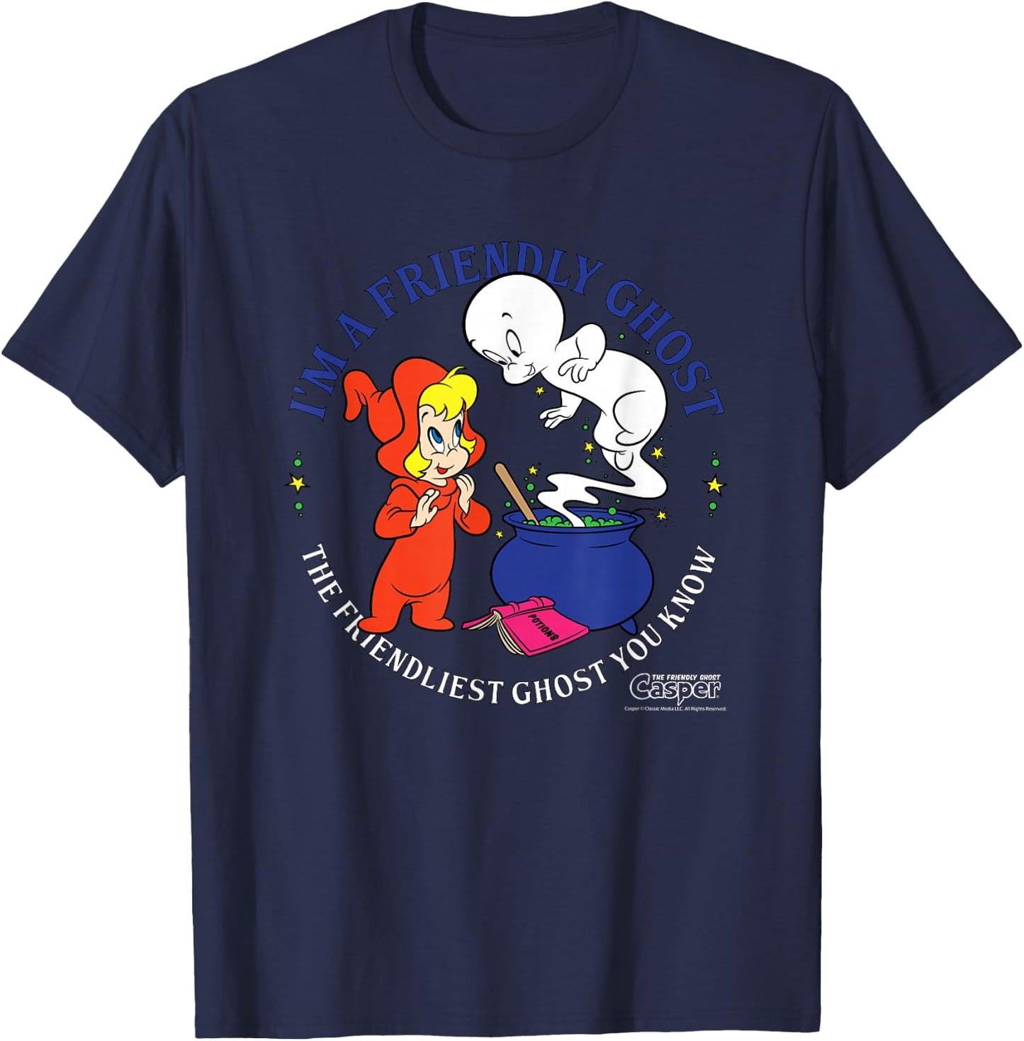 Casper the Friendly Ghost Halloween Friendliest T-Shirt - T-Shirt | Navy