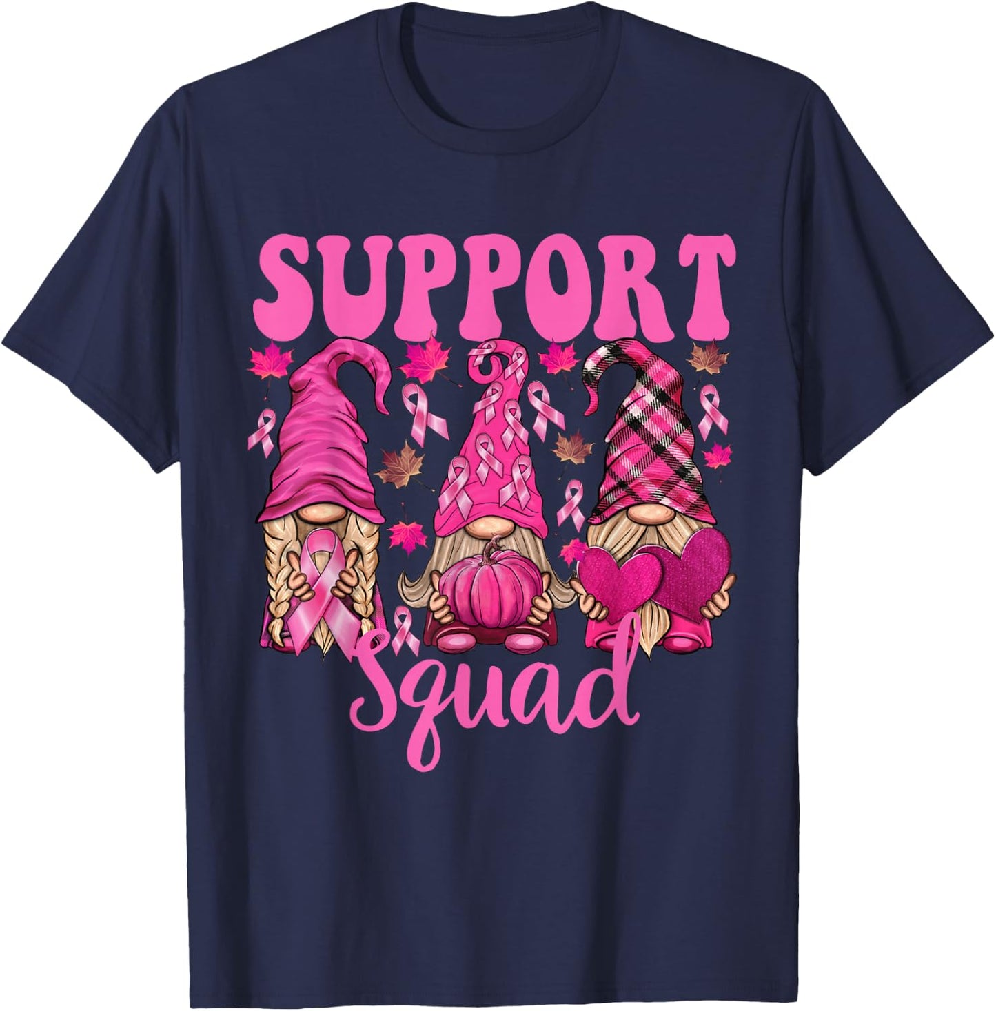 Breast Cancer Shirt Gnomes Support Squad Gnomies T-Shirt - T-Shirt | Navy