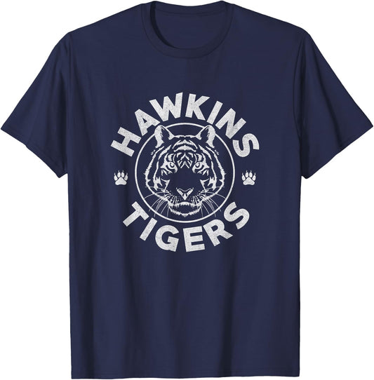 Stranger Things Vintage Hawkins Tigers School Collegiate T-Shirt - T-Shirt | Navy